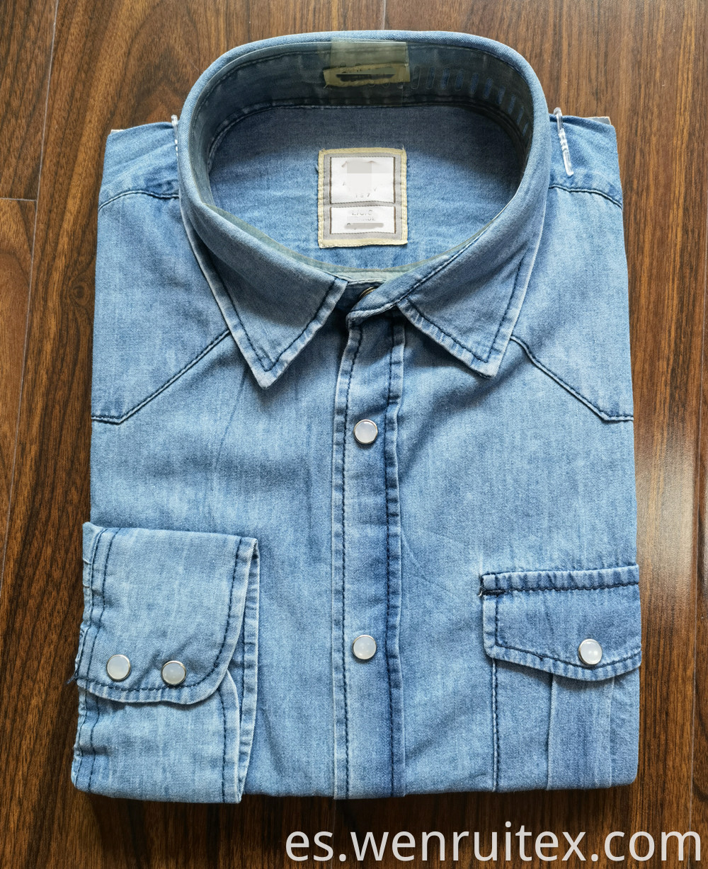 Wholesale Men S Long Sleeve Dyed Denim Cotton Lapel Shirt